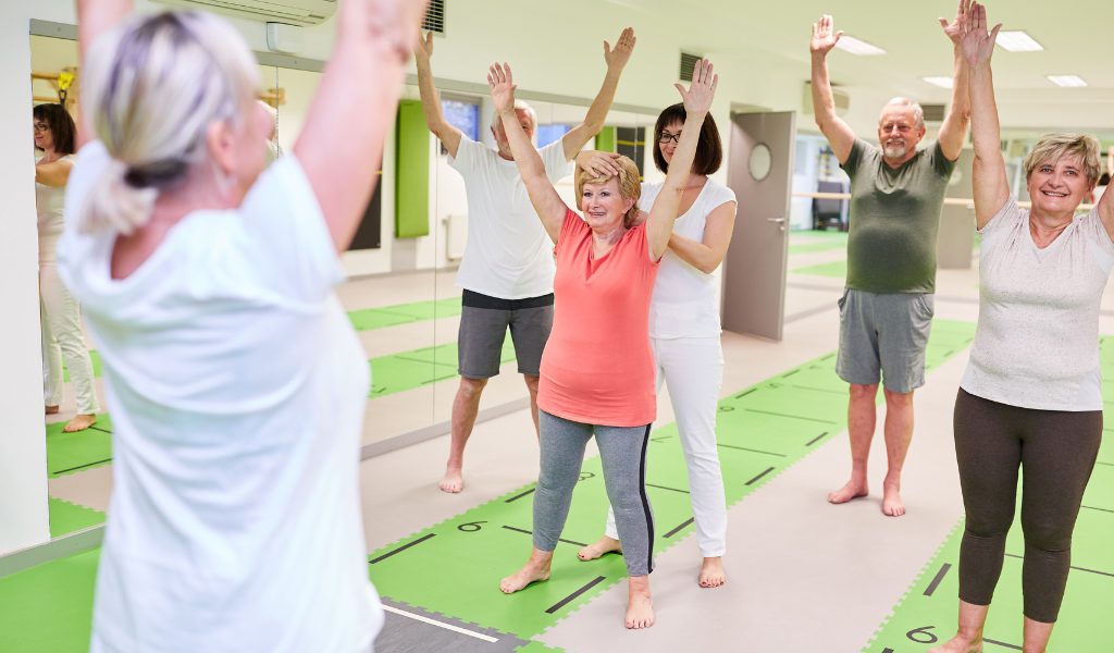 elderly people doing exercise