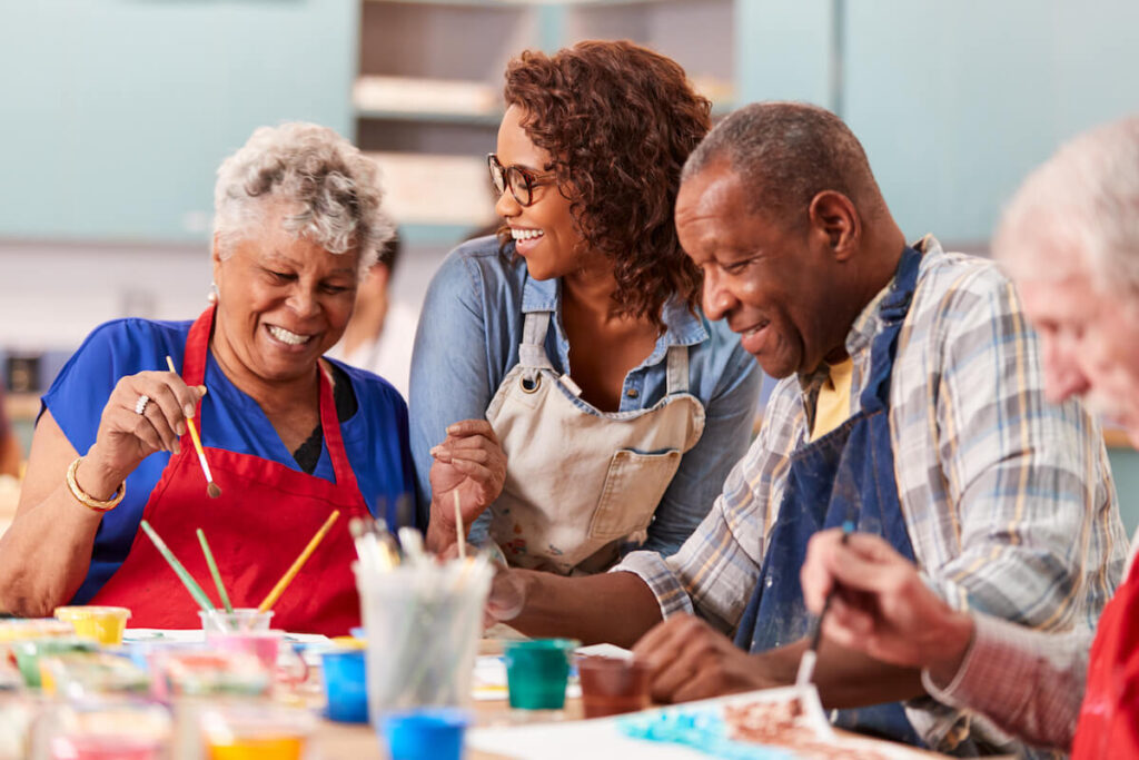 Group of older adults at an arts and crafts class