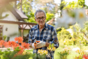 Senior gardening outdoors